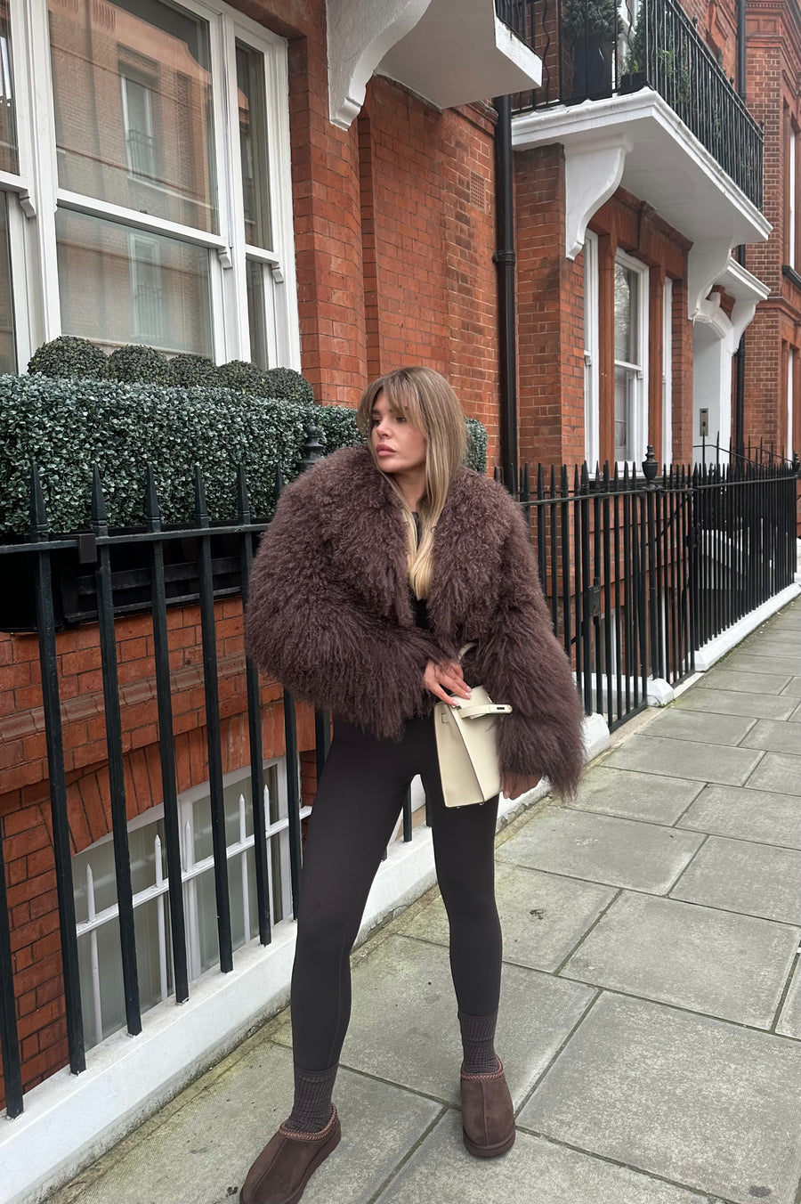 Margot Mongolian Fur Coat - Chocolate